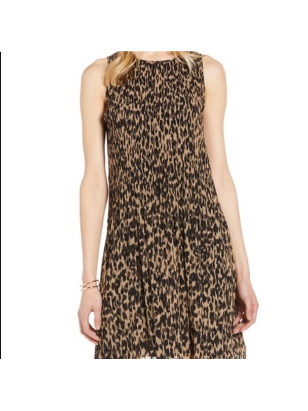 Halogen Sleeveless Brown and Black Animal Print Dress Size Large